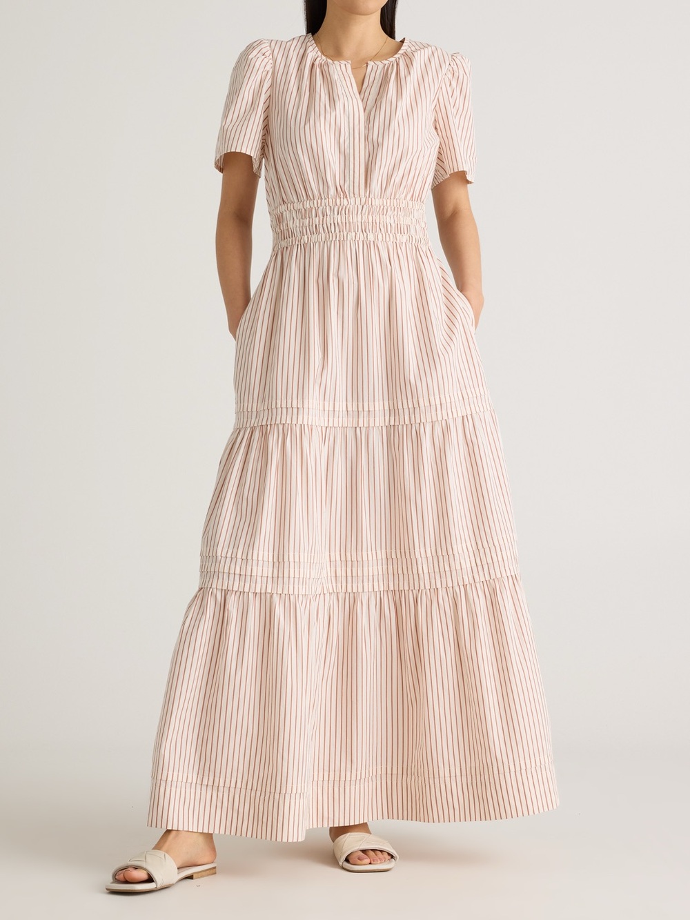 Quince 100% Organic Cotton Poplin Tiered Maxi Dress